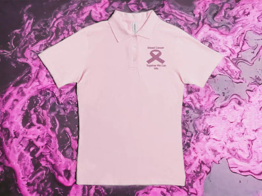 Women Polo Breast Cancer Shirt- Together We Can Win