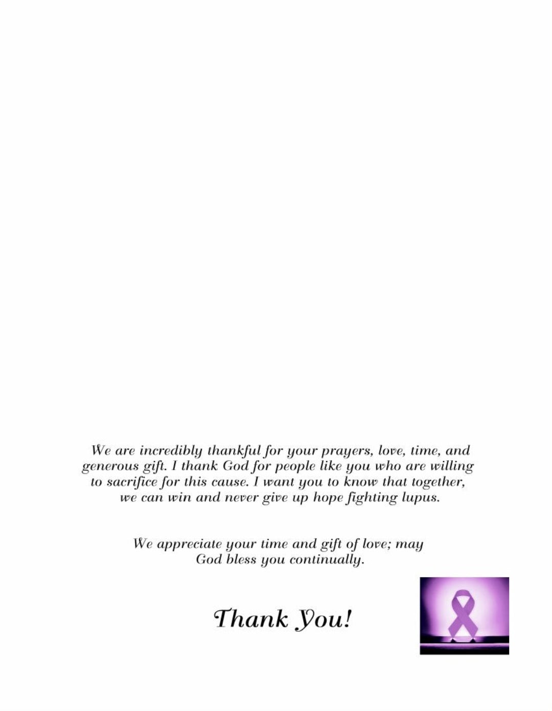 Thank You For Supporting Lupus