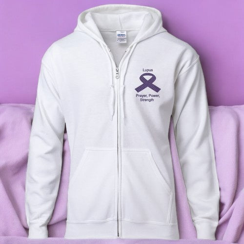 Lupus Zip Hooded Sweatshirt Prayer, Power, Strength