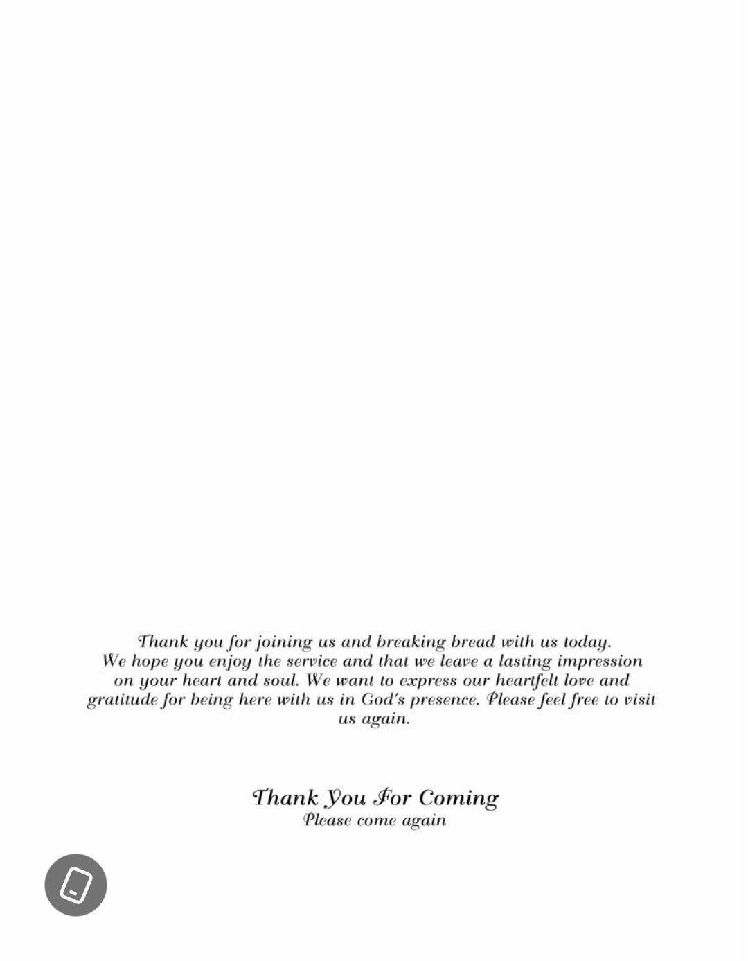 Thank You For Breaking Bread With Us