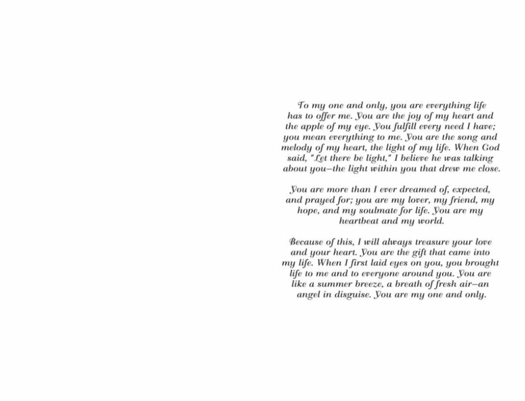 To My One And Only