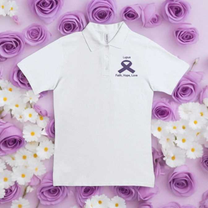 Women Polo Lupus Shirt-Faith, Hope, Love