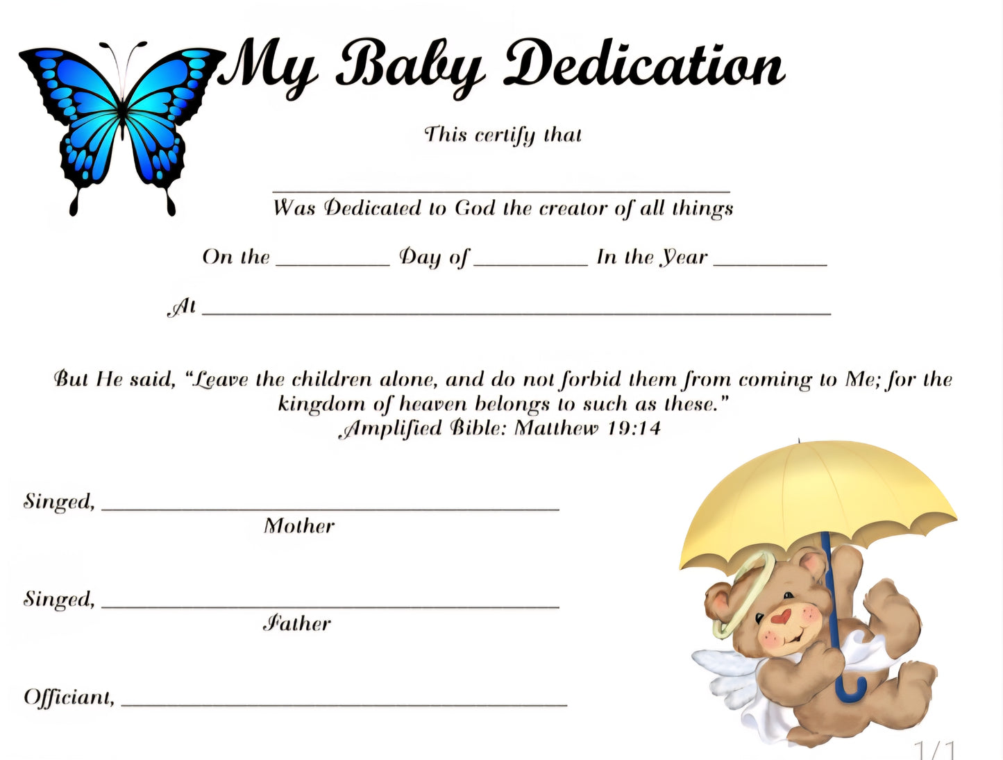 My Baby Dedication  Instant Digital Download #28
