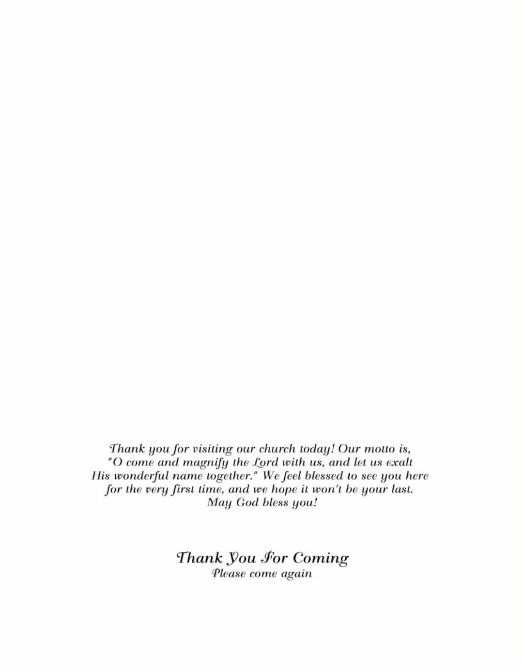 Thank You For Coming