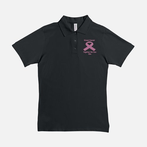 Women Polo Breast Cancer Shirt- Together We Can Win