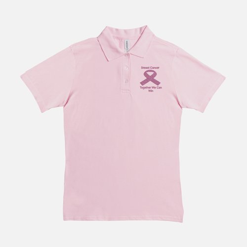 Women Polo Breast Cancer Shirt- Together We Can Win
