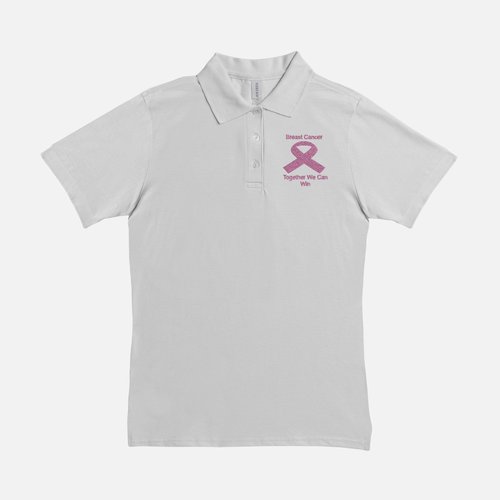 Women Polo Breast Cancer Shirt- Together We Can Win